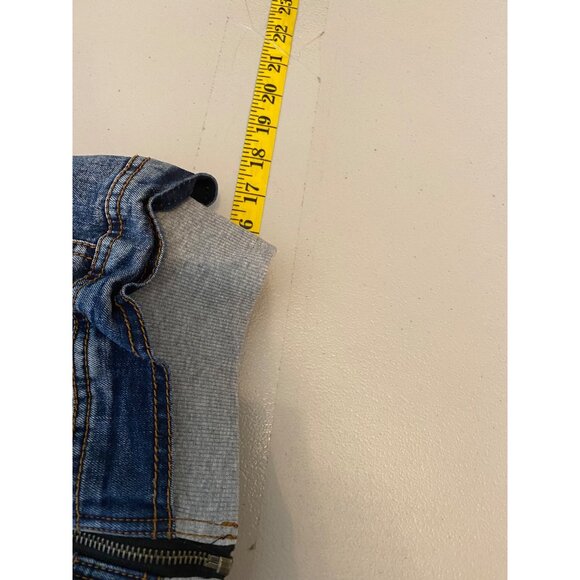 LA Coalition Womens Medium Denim & Gray Hooded Jacket With Distressed Details - Picture 12 of 13